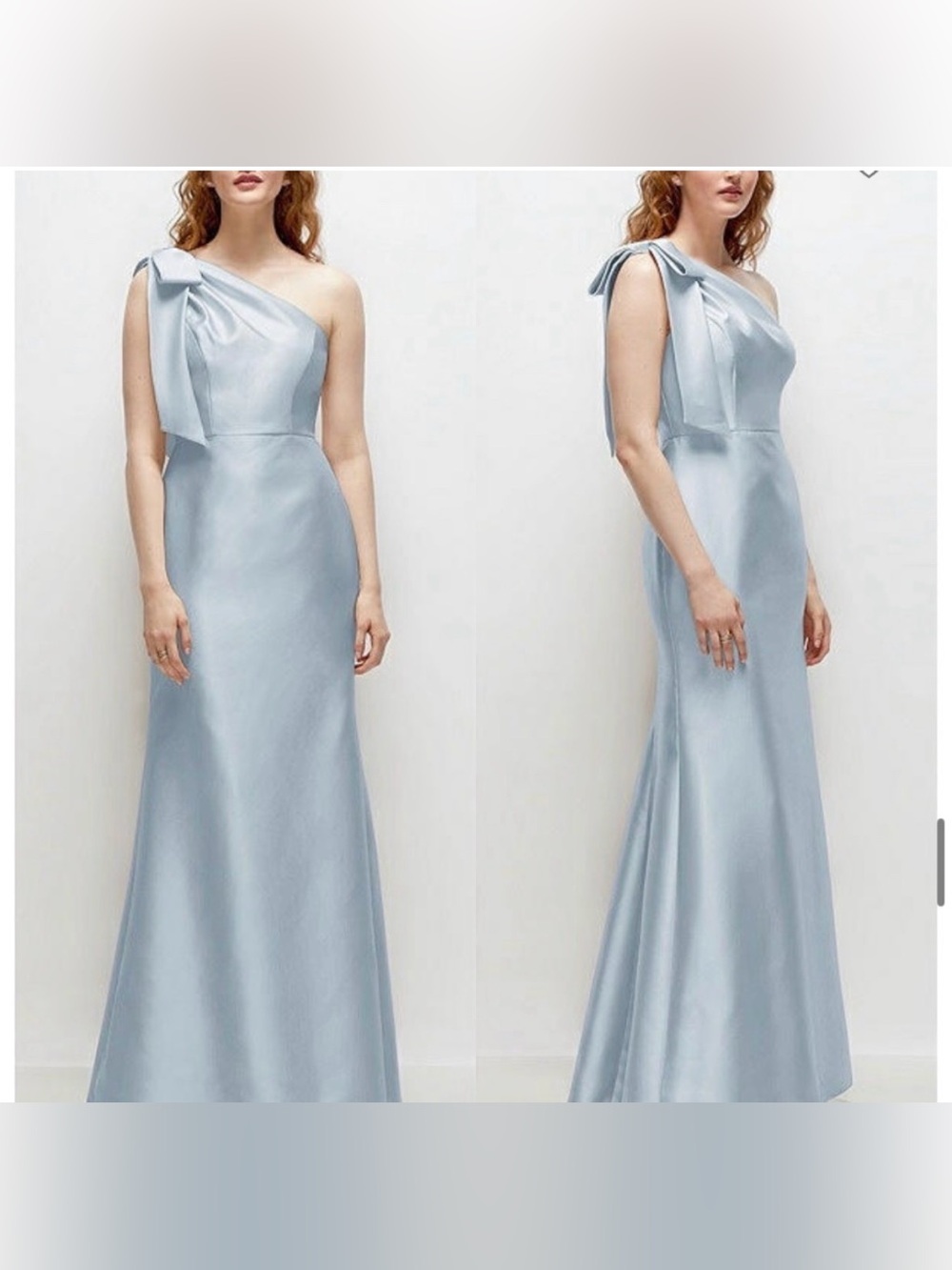 ALFRED SUNG D794 IN MIST One Shoulder Bow Bridesmaid Dress